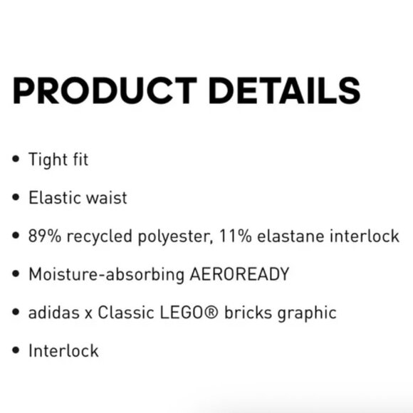 Adidas x classic Lego Collab Leggings Youth Size 11-12 Medium Lego Brick Print - Picture 3 of 5